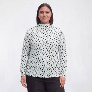 Plus Size Hasting & Smith Long Sleeve Mock Neck Cat Tee